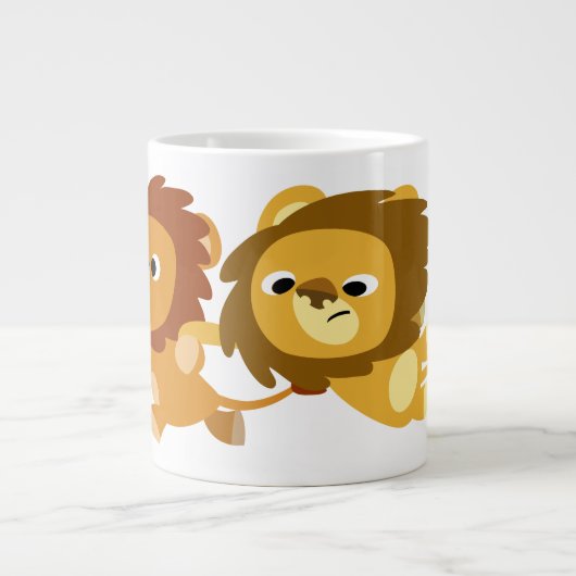 急ぎのジャンボマグカップに登場するかわいい漫画ライオン ジャンボコーヒーマグカップ (正面)
