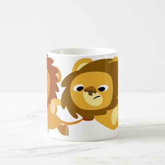 急ぎのマグカップに入ったかわいい漫画ライオン コーヒーマグカップ (中央)