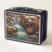 急ぐ川狩り：クマの力の瞬間 メタルランチボックス (裏面)