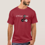 急げ！自転車 Tシャツ<br><div class="desc">自転車ライダーアイコンとデレイユ画像リファレンスをバックにスローガンでサイクル。</div>