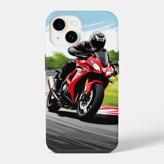 急なターンに傾く自動自転車 iPhoneケース (裏面)