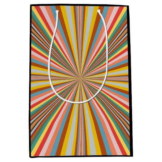 急カラフル発レトロストライプ ミディアムペーパーバッグ (正面)