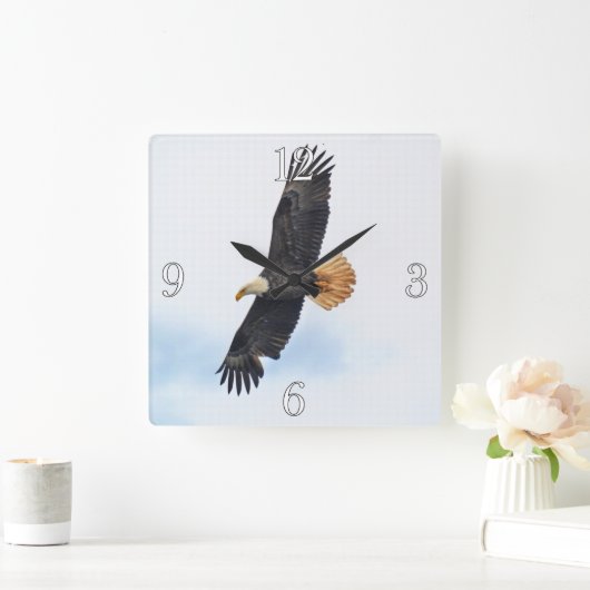 急上昇した白頭鷲のWildifeの写真の芸術 スクエア壁時計 (ホーム)