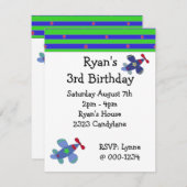 急上昇する飛行機の誕生日パーティーの招待状 招待状 (正面/裏面)