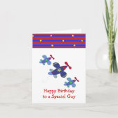 急増する飛行機の誕生日の願い カード (正面)