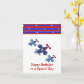 急増する飛行機の誕生日の願い カード (黄色い花)