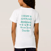 急性ストレス障害ティール(緑がかった色)認識度リボンシャツ Tシャツ (裏面)