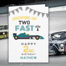 急成長トゥーファスト レーシングカー 2歳の誕生日カード