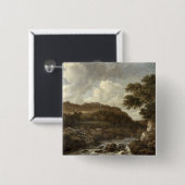 急流との山が多い樹木が茂った景色 缶バッジ (正面&裏面)