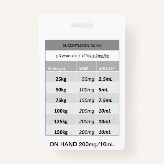 急速投与RE：スクシニルコリンRSI麻痺患者 バッジ (正面)