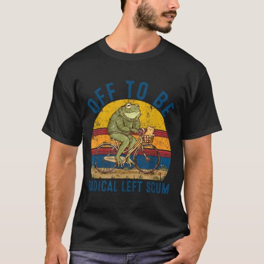 急進左派のくずカエルに乗って自転車に乗るために出発 Tシャツ (正面)