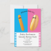 性のおもしろい明らかに🌭踊りホットドッグ赤ちゃんシャワー 招待状 (正面)
