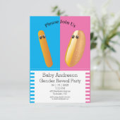 性のおもしろい明らかに🌭踊りホットドッグ赤ちゃんシャワー 招待状 (スタンド正面)