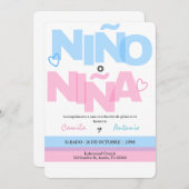 性の明スペインのらかにする招待状ボホピンクまたは青 招待状 (正面/裏面)