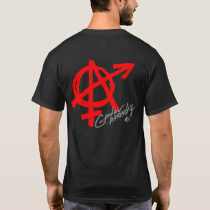性の無秩序(背部プリント) -赤文字のクラシック Tシャツ