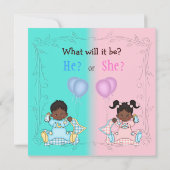 性はアフリカ系アメリカ人の明るいピンク及び青を明らかにします 招待状 (裏面)