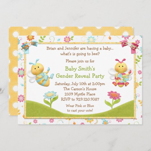 性はパーティの招待状を明らかにします 招待状 (正面/裏面)