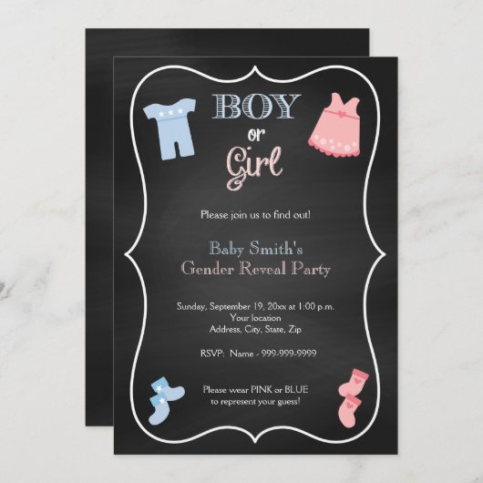 性はパーティの招待状を明らかにします 招待状 (正面/裏面)