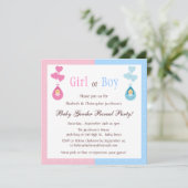 性はパーティーのベビー及びハートの気球を明らかにします 招待状 (スタンド正面)