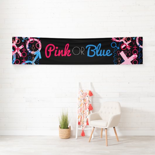 性はピンクか青色児の発表を明らかにします 横断幕 (インサイチュ)