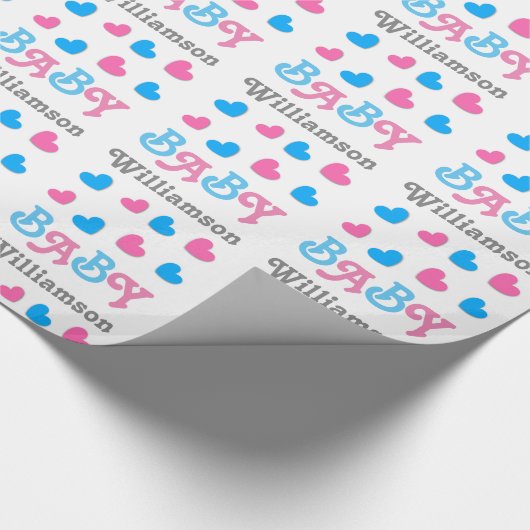 性はベビーシャワーのハートのコレクションA09を明らかにします ラッピングペーパー (角)