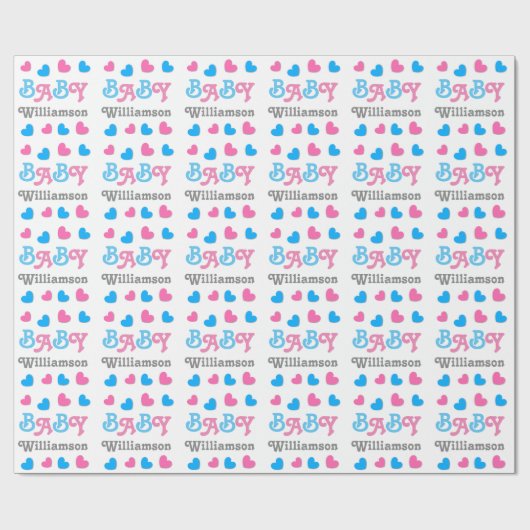 性はベビーシャワーのハートのコレクションA09を明らかにします ラッピングペーパー (フラット)