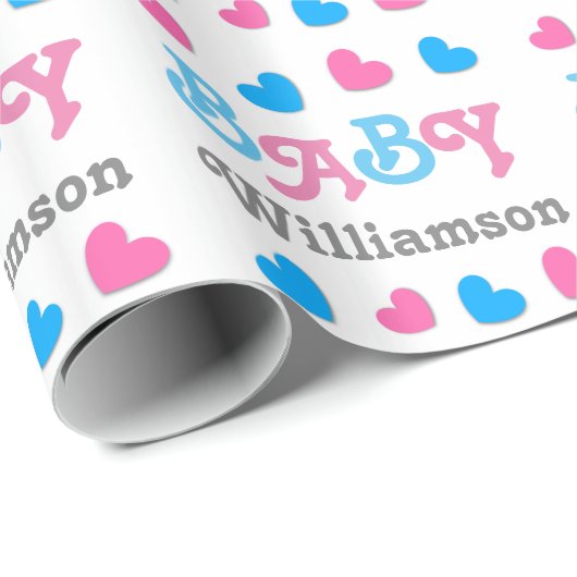 性はベビーシャワーのハートのコレクションA09を明らかにします ラッピングペーパー (ロールコーナー)