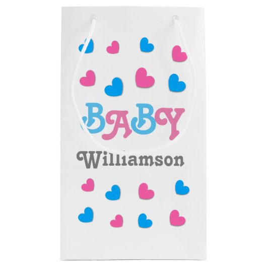 性はベビーシャワーのハートのコレクションA22を明らかにします スモールペーパーバッグ (裏面)