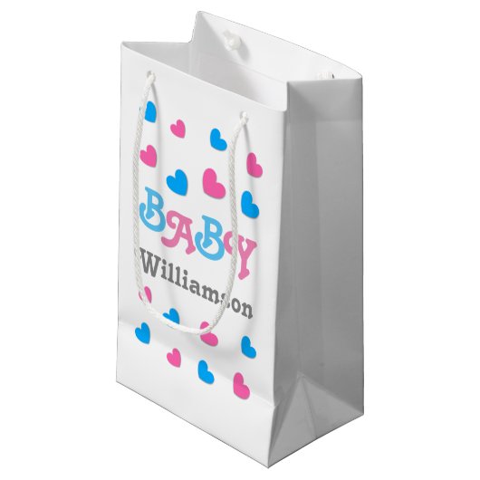 性はベビーシャワーのハートのコレクションA22を明らかにします スモールペーパーバッグ (正面アングル)