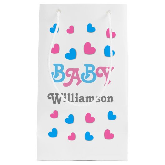 性はベビーシャワーのハートのコレクションA22を明らかにします スモールペーパーバッグ (正面)