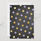 性はベビーシャワーの招待の金ゴールドの紫色の黒を明らかにします 招待状 (裏面)