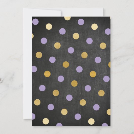 性はベビーシャワーの招待の金ゴールドの紫色の黒を明らかにします 招待状 (裏面)