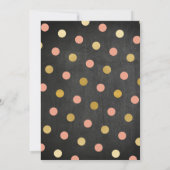 性はベビーシャワーの招待の金ゴールドの花柄の黒を明らかにします 招待状 (裏面)