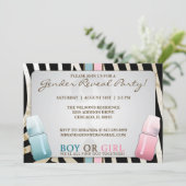 性は哺乳瓶の男の子または女の子の招待状を明らかにします 招待状 (スタンド正面)