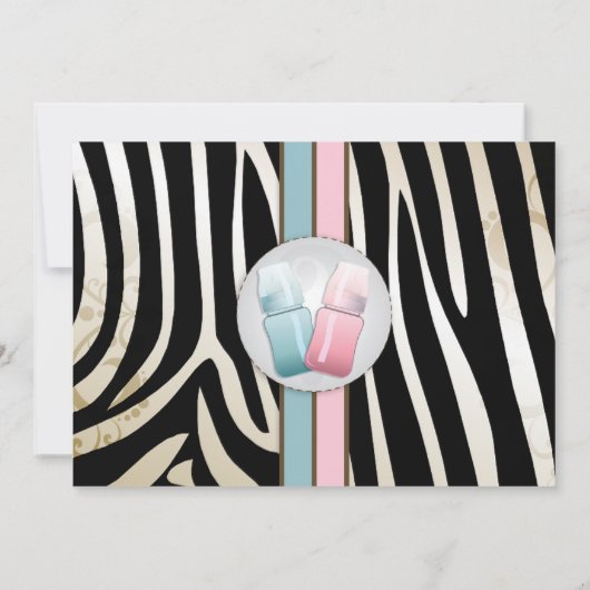 性は哺乳瓶の男の子または女の子の招待状を明らかにします 招待状 (裏面)