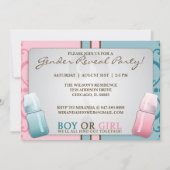 性は哺乳瓶の男の子または女の子の招待状を明らかにします 招待状 (正面)