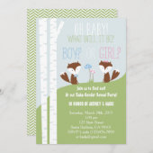 性は小さいキツネを持つパーティーを明らかにします 招待状 (正面/裏面)