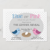 性は巣のパーティの招待状の鳥を明らかにします 招待状 (正面/裏面)