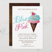 性は招待状の青いですかピンクのアイスクリームを明らかにします 招待状 (正面/裏面)