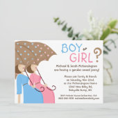 性は青い及びピンクパーティの招待状を明らかにします 招待状 (スタンド正面)