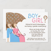 性は青い及びピンクパーティの招待状を明らかにします 招待状 (正面/裏面)