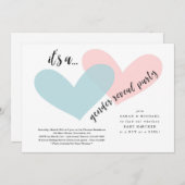 性は|の招待状をピンク及び青いハート明らかにします 招待状 (正面/裏面)