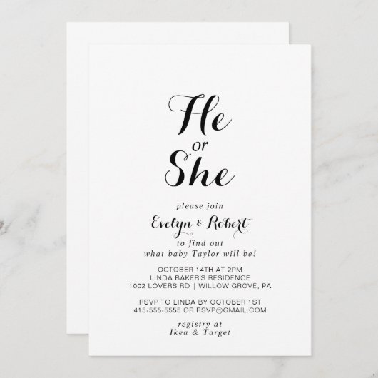 性モダン性表明書 招待状 (正面/裏面)