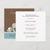 性別お披露目パーティーの赤ちゃん招待状 招待状 (正面/裏面)
