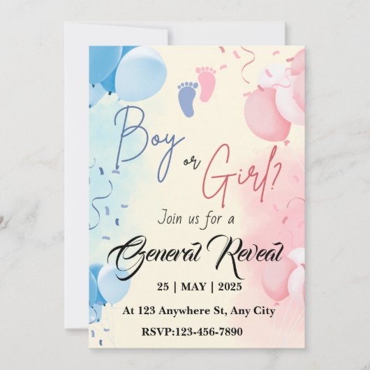 性別お披露目パーティー招待状テンプレート シーズンカード (正面)