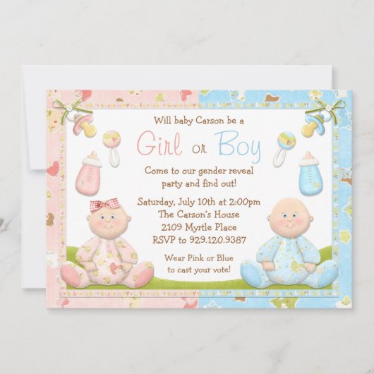 性別お披露目パーティー招待状 招待状 (正面)