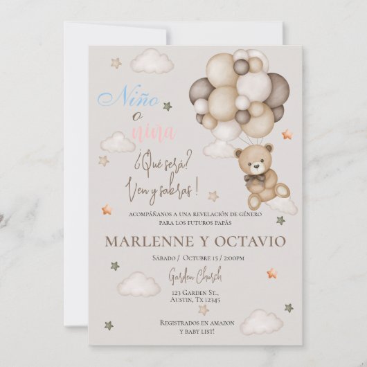 性別お披露目招待状 招待状 (正面)