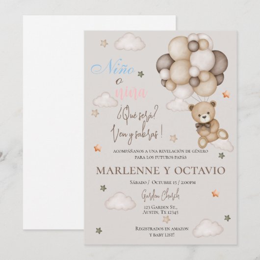 性別お披露目招待状 招待状 (正面/裏面)