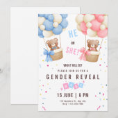 性別お披露目 招待状 テディベア 性別お披露目 (正面/裏面)