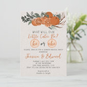 性別がわかるオレンジ色の小さなキュートな柑橘類 招待状 (スタンド正面)